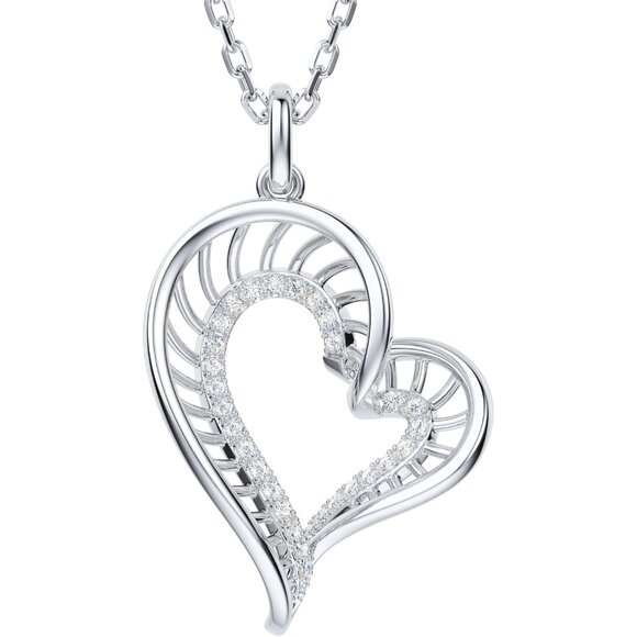 Sterling Silver Moissanite Heart Pendant Necklace 18-20 Inch Elegant Gift for